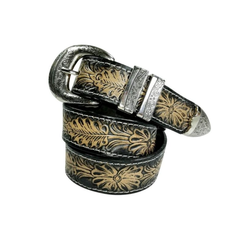 Cinto de Cuero Grabado con Hebilla Texana – CUSTOM IRON WELDER